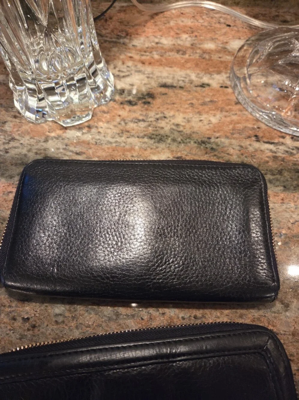 Two Tory Burch Black Leather Zip Wallets